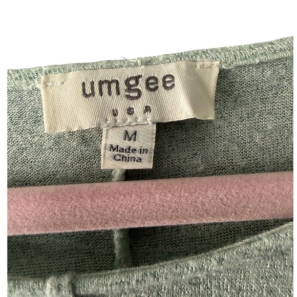 Umgee Sage Green Textured Long Sleeve Top Size Medium Boho Bubble Sleeve - Picture 3 of 7